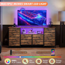Twelve Drawer Dresser LED TV Stand Rustic Brown Finish