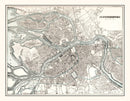 Vintage Map of Saint Petersburg, Russia 1893
