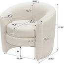 Modern Curved Back Upholstered Accent Chair, Soft Cozy Boucle Fabric, Comfortable Plush Seating, No Assembly Required, Versatile Style for Living Room/Reading Room/Bedroom, Ivory