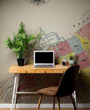 Retro Vintage Map of Brooklyn New York Wall Mural. 1888 Map of NYC Peel and Stick Wallpaper.