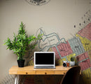 Retro Vintage Map of Brooklyn New York Wall Mural. 1888 Map of NYC Peel and Stick Wallpaper.