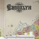 Retro Vintage Map of Brooklyn New York Wall Mural. 1888 Map of NYC Peel and Stick Wallpaper.