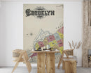 Retro Vintage Map of Brooklyn New York Wall Mural. 1888 Map of NYC Peel and Stick Wallpaper.