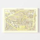 Vintage Map of Brussels, Belgium 1883