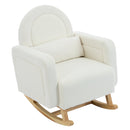 Accent Rocking Chair with Curved Back & Pillow, Ultimate Comfort for Your Home, Teddy Velvet, Cream White