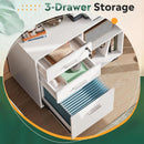 Three Drawer File Cabinet With Printer Stand Locking Wheels