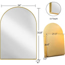 24x36 Inch Arched Recessed Medicine Cabinet, Metal Framed Bathroom Wall Cabinet with Mirror and Adjustable Shelves, Wall Mirror with Storage for Bathroom, Matte Gold