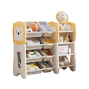 Kids Bookshelf and Toy Storage, 4-Tier Toy Organizers W/8 Removable Storage Bins, Kids Toy Storage Organizer for Study Room, Bedroom, Kids Room, Classroom, Nursery