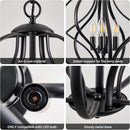 Black Four Light Geometric Pendant Chandelier Dining Room