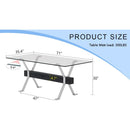 Dining table. Modern tempered glass dining table. Large modern office desk with silver plated metal legs and black MDF crossbars, suitable for both home and office use. Kitchen. 71 ''x35.4''x30 ''