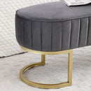Bench Bedroom Bench, Velvet Oval Upholstered End of Bed Bench with Golden Metal Legs, 48" Modern Storage Ottoman Bench for BedroomLiving Room, Entryway Window, Grey