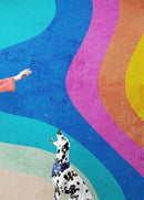 Abstract Retro Rainbow Color Curve Pattern Wall Mural.