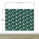 Butterfly Pattern Wall Mural. Retro Green and Gold Color Illustration Design. Bedroom, Nursery, Home Decor.