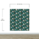 Butterfly Pattern Wall Mural. Retro Green and Gold Color Illustration Design. Bedroom, Nursery, Home Decor.