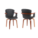 Mid-Century Modern Bentwood Swivel Dining Chairs (Set of 2) – Heat-Pressed PU Leather Accent Chairs in  Black