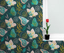 Butterfly Pattern Wall Mural. Retro Green and Gold Color Illustration Design. Bedroom, Nursery, Home Decor.