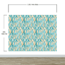 Teal Color Autumn Leaves Pattern Wall Mural. Retro Illustration Foliage Pattern.