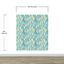 Teal Color Autumn Leaves Pattern Wall Mural. Retro Illustration Foliage Pattern.