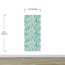 Teal Color Autumn Leaves Pattern Wall Mural. Retro Illustration Foliage Pattern.