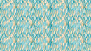 Teal Color Autumn Leaves Pattern Wall Mural. Retro Illustration Foliage Pattern.