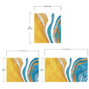 Abstract Bright Color Ink Splotch Pattern Wall Mural. Gold, White and Blue.