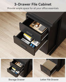 83 Inch L Shaped Executive Desk With 3 Drawer Cabinet