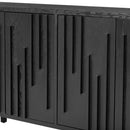 U_Style 59.8' 4-Door Sideboard,Hidden Handle,Distinctive Solid Ash Veneer Buffet with Storage, Farmhouse Sideboard TV Stand for Living Room, Hallway, Dining, Wood Office Credenza(Black)