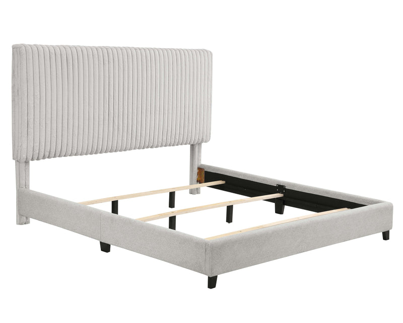 Walker Edison | King Size Minky Stone Upholstered Platform Bed