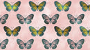Large Butterfly Pattern on Pink Background Wall Mural. Bedroom, Nursery, Home Decor. Peel and Stick Wallpaper.