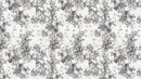 Vintage Flower Pattern Illustration Wall Mural. Black and White Peel and Stick Wallpaper.
