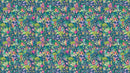 Colorful Flower Garden with Bird House Illustration Wall Mural.