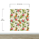 Pineapple Tropical Vibe Wall Mural. Hawaiian Theme Peel and Stick Wallpaper. Paradise Vibe Theme Decor.