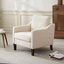 Beige Upholstered Mid Century Modern Accent Armchair