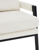 White Chenille Upholstered Mid Century Accent Armchair