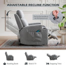 Light Grey Upholstered Manual Recliner With Massage