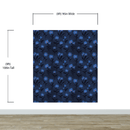 Blue Color Flower Wall Mural Pattern. Dark Navy Blue Background.