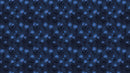 Blue Color Flower Wall Mural Pattern. Dark Navy Blue Background.