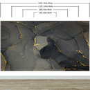 Abstract Black and Gold Agate Marble Stone Pattern Wall Mural. Removable Peel and Stick Wallpaper.