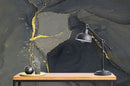 Abstract Black and Gold Agate Marble Stone Pattern Wall Mural. Removable Peel and Stick Wallpaper.