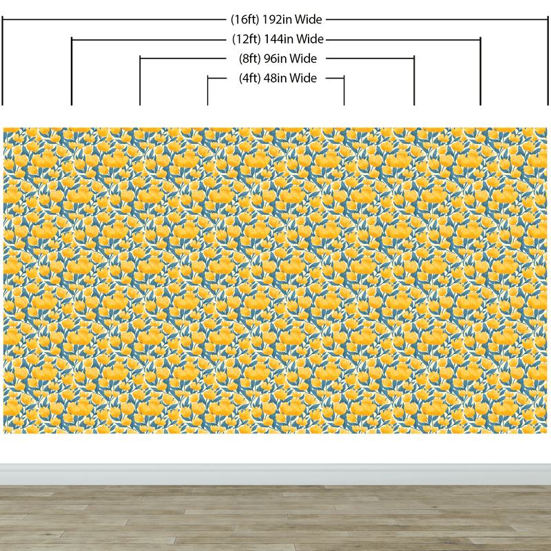 Yellow Floral Flower Background Pattern Wall Mural.