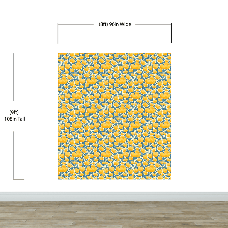 Yellow Floral Flower Background Pattern Wall Mural.