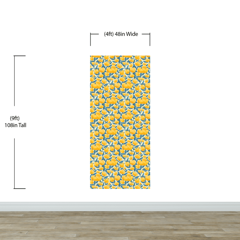 Yellow Floral Flower Background Pattern Wall Mural.