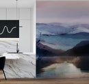 Watercolor Painting of Mountain View Retreat Wall Mural.