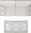 2 Piece Outdoor Coffee Table And Loveseat Set Gray Frame Creme Cushions