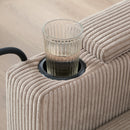 Convertible Chaise Lounge Sofa Chair with USB Ports, Cup Holders, Phone Holder, Storage, Brown Corduroy, 37.4'