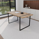 59' MDF light wood dining table and modern dining chair 4-piece set, medieval wooden kitchen dining table set, rectangular metal base, dining table and suede chair