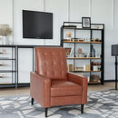 Erza Cognac Brown Leathersoft Pushback Mid Century Modern Recliner Chair