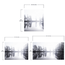Foggy Woodland Wall Mural. Warm Grey Misty Forest Lakeview Peel and Stick Wallpaper.