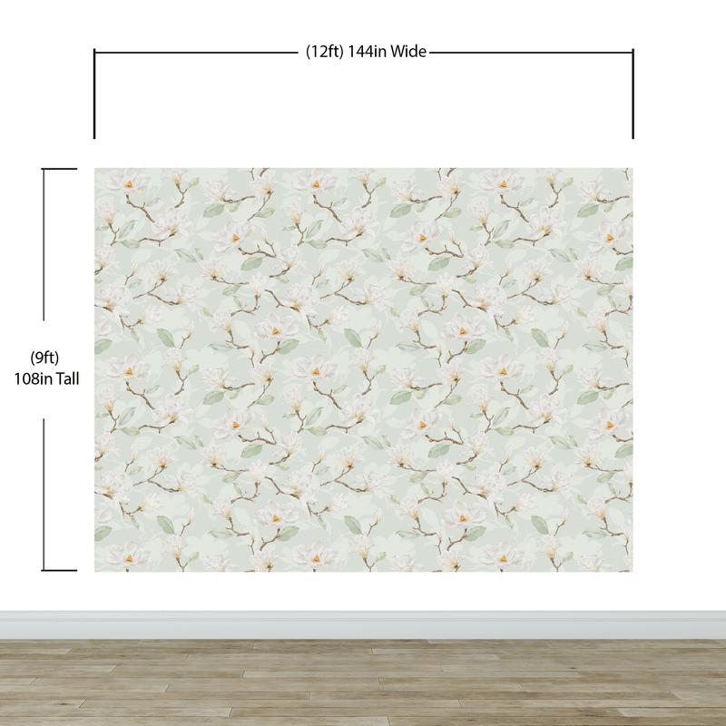 White Magnolia Wall Mural Peel and Stick Wallpaper.