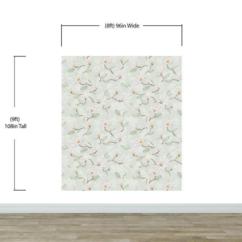 White Magnolia Wall Mural Peel and Stick Wallpaper.